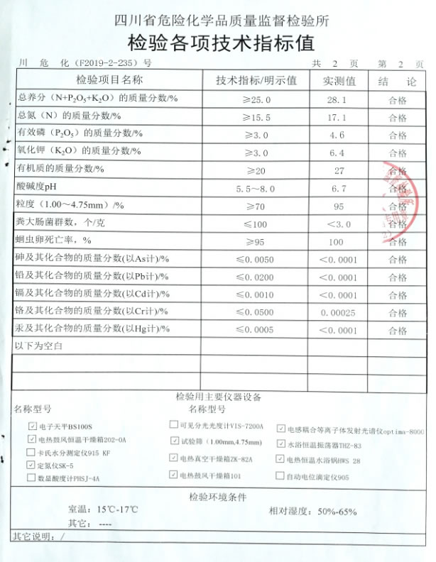 生物有机肥检测报告